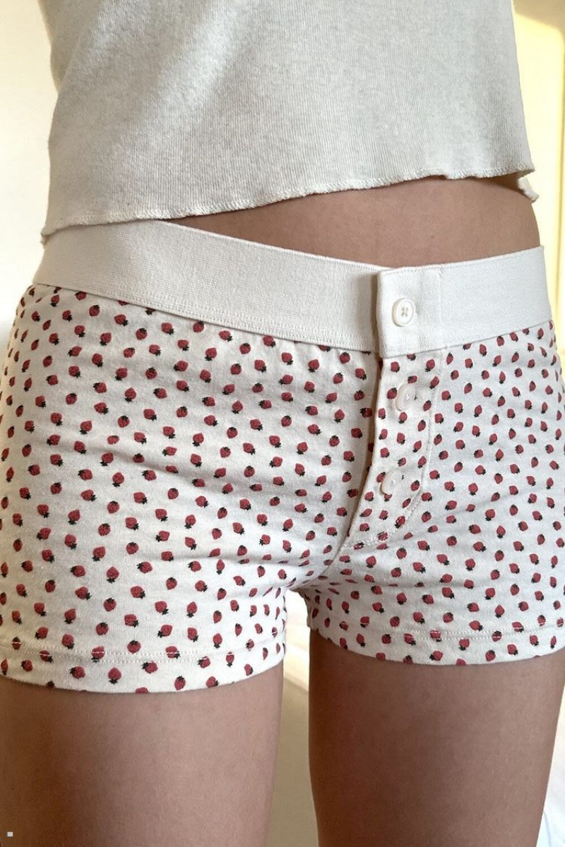 Sous Vêtement Brandy Melville Strawberry Boyshort Bordeaux Blanche | ERN-12863492